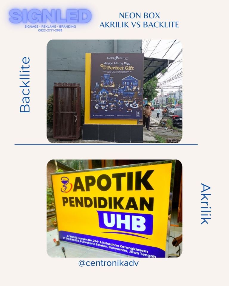Neon box akrilik premium tahan lama, Neon box backlite ekonomis untuk promosi